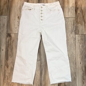 Judy Blue White Button-Fly Wide Leg Crop Jeans Size 15